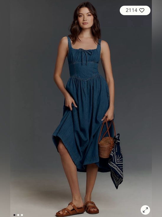 Reformation Dresses & Skirts - Reformation Blue Sleeveless Midi Dress with Tie Neck